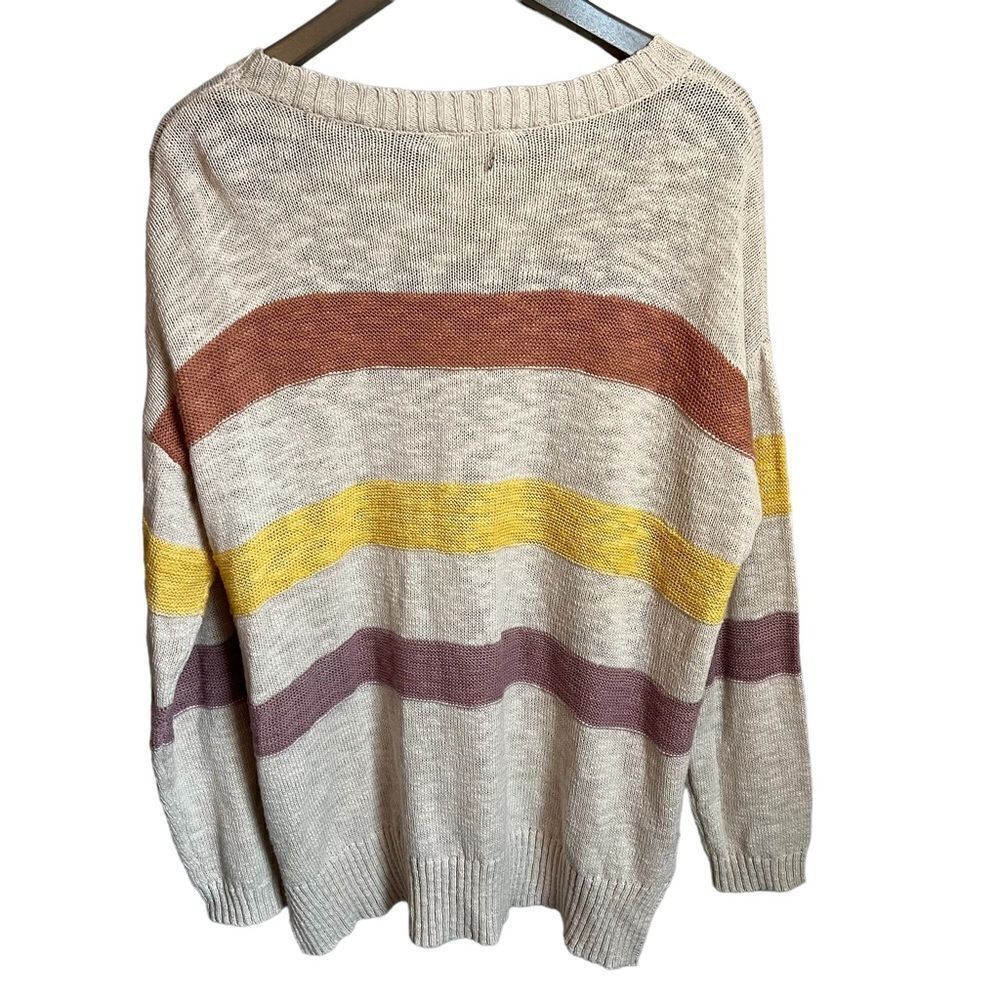 NWOT Easel Striped Oversized Sweater size Small Cotton Crewneck Pullover Spring - Picture 4 of 6